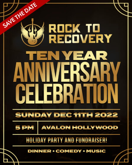 Rock to Recovery 10 Year Anniversary save-the-date poster